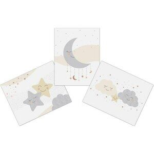 Nursery wall art set moon star cloud prints unframed 11x14 baby room decor